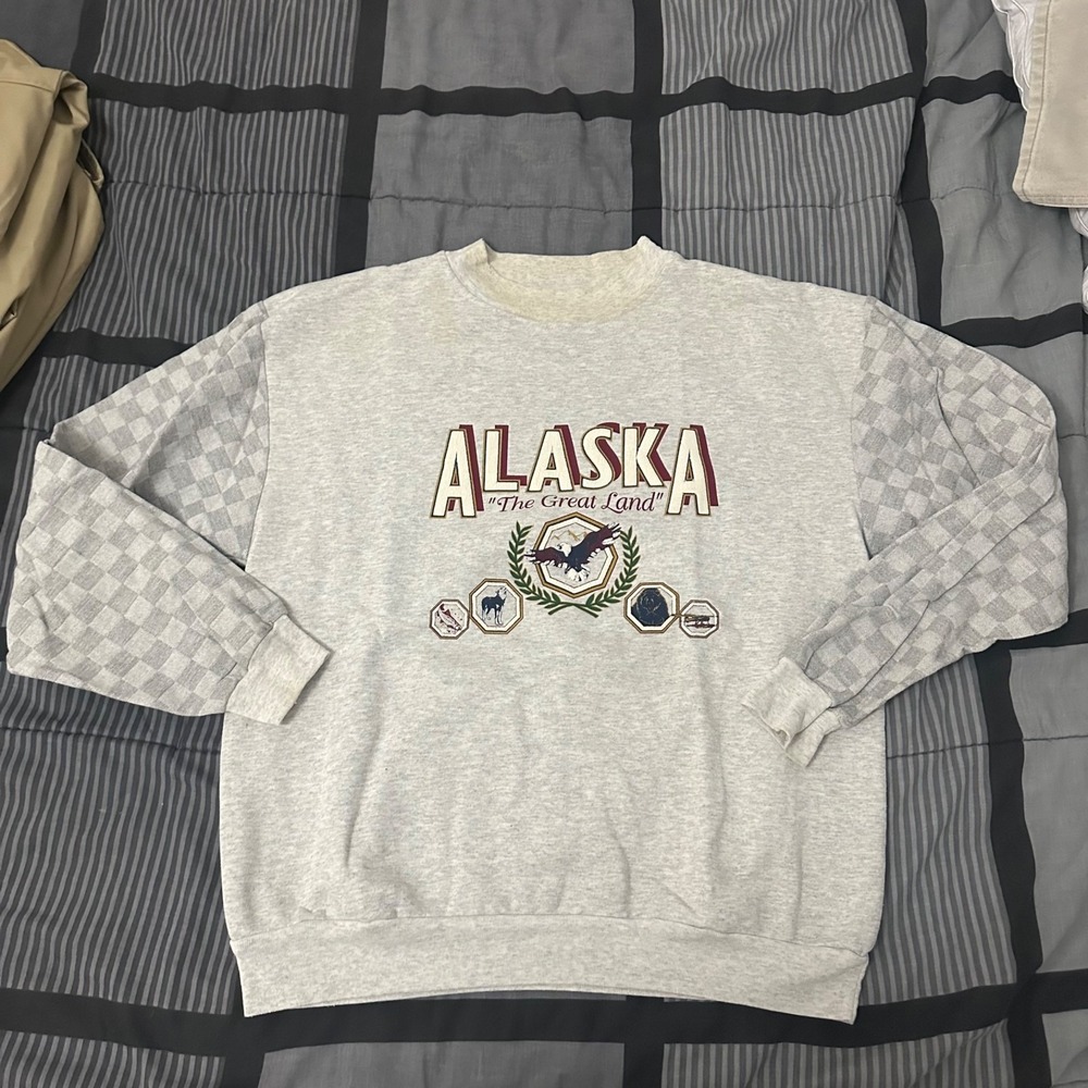 Vintage Alaska Nature Crewneck‎ Sweatshirt 90s Made In USA Size L/XL
